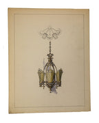 original robert neueder-designed colord pencil art deco slip shade light fixture fabricated by the beardslee lighting company of chicago