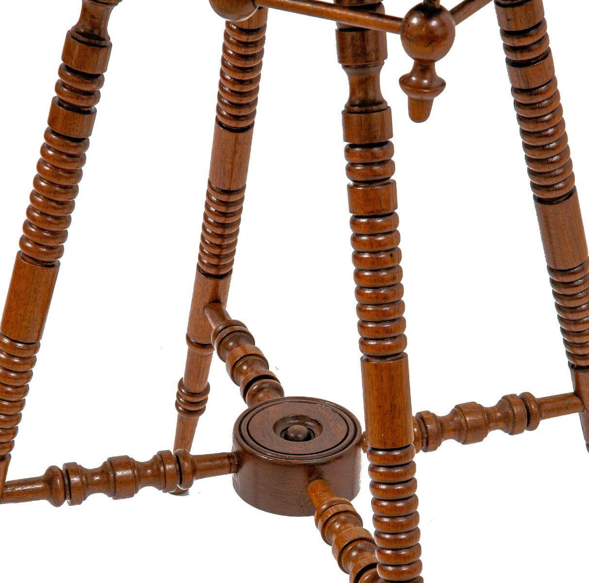 19th century salvaged chicago office building varnished oak wood occasional table with finely turned legs