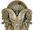 historically important american c. 1929 american art deco style oversized nickel-plated cast bronze palmolive building facade pilaster with visually stunning endcap