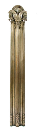 historically important american c. 1929 american art deco style oversized nickel-plated cast bronze palmolive building facade pilaster with visually stunning endcap