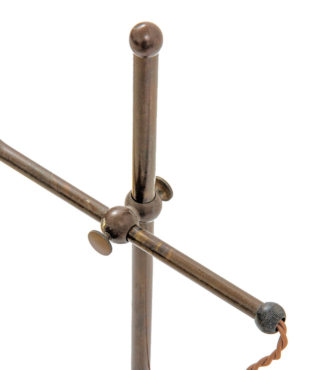 original early 20th century rewired faries salvaged chicago adjustable brass office desk or table lamp with gold aurene quezal shade