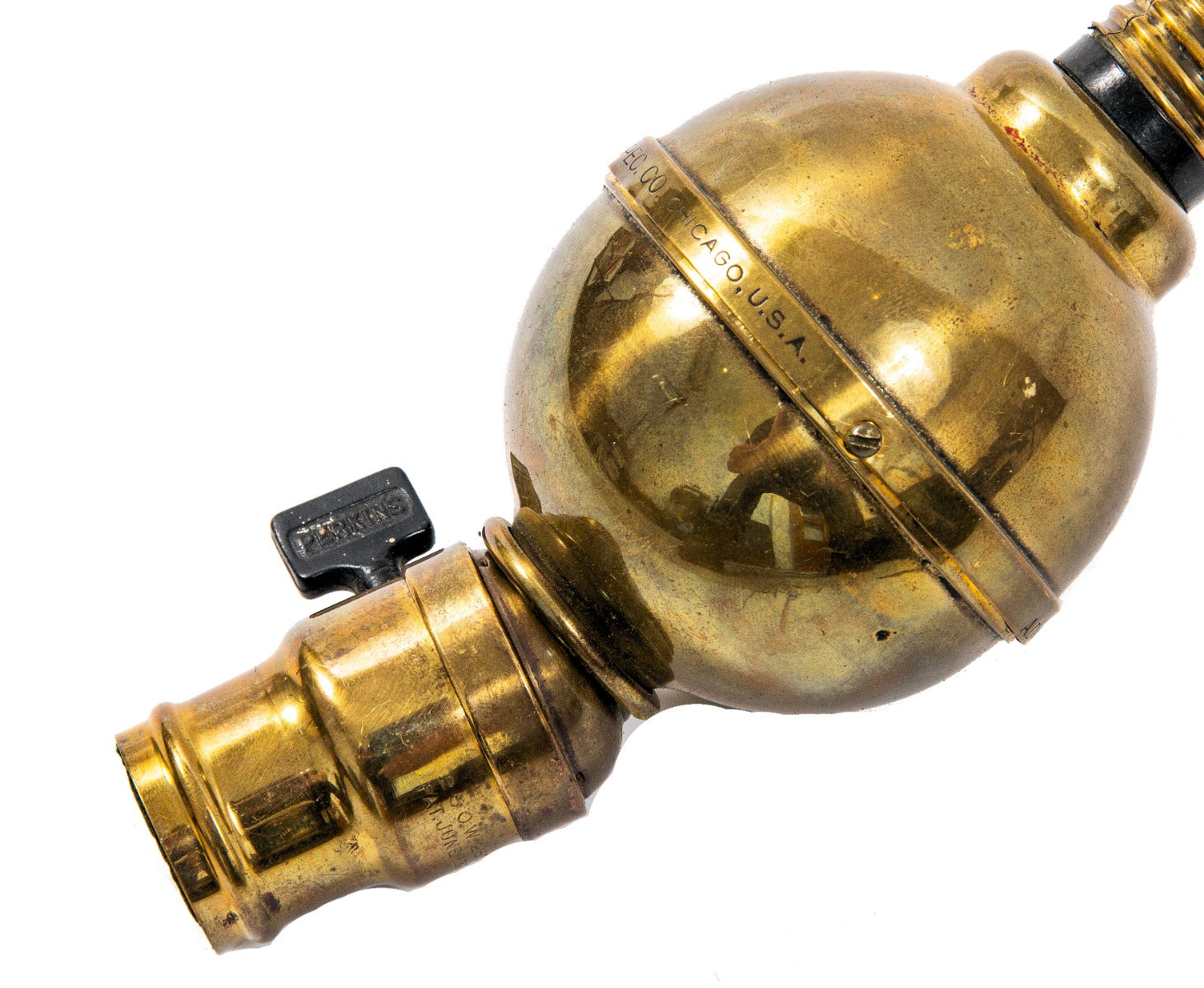 unusual c. 1918 original american antique industrial patented "adapt-a-lite" combination plug cluster and paddle switch socket with retractable rayon cloth extension cord
