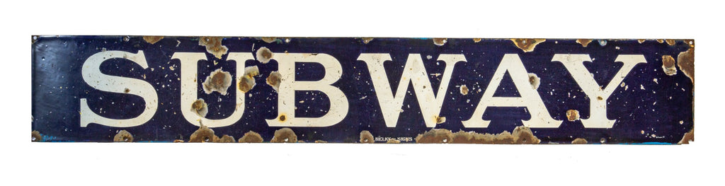 hard to find early 20th century new york city subway interborough rapid transit company cobalt blue nelke porcelain enameled subway sign