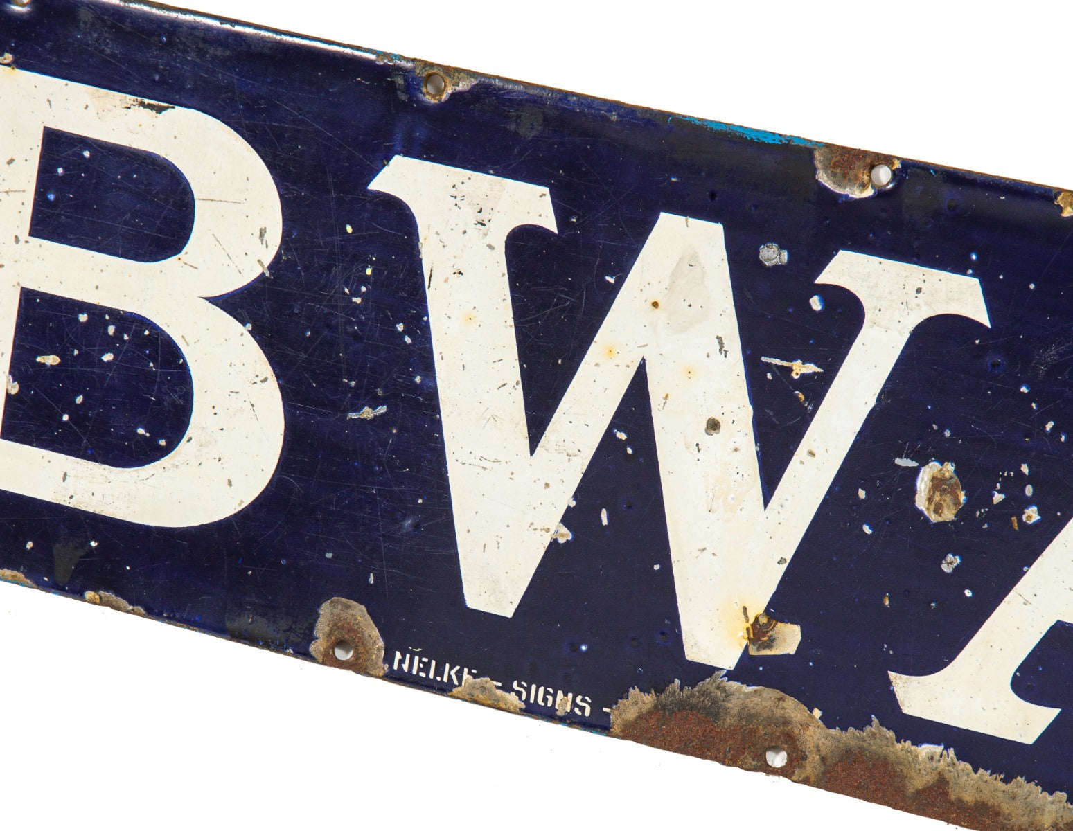 hard to find early 20th century new york city subway interborough rapid transit company cobalt blue nelke porcelain enameled subway sign