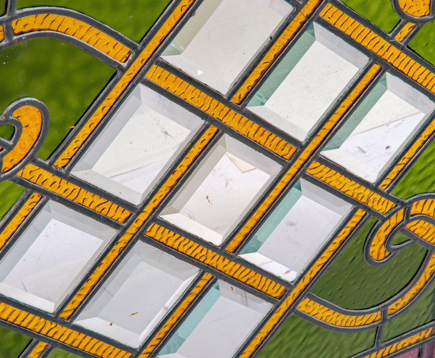 original 1890s salvaged chicago mansion oversized foster & munger company richly colored stained and beveled glass window