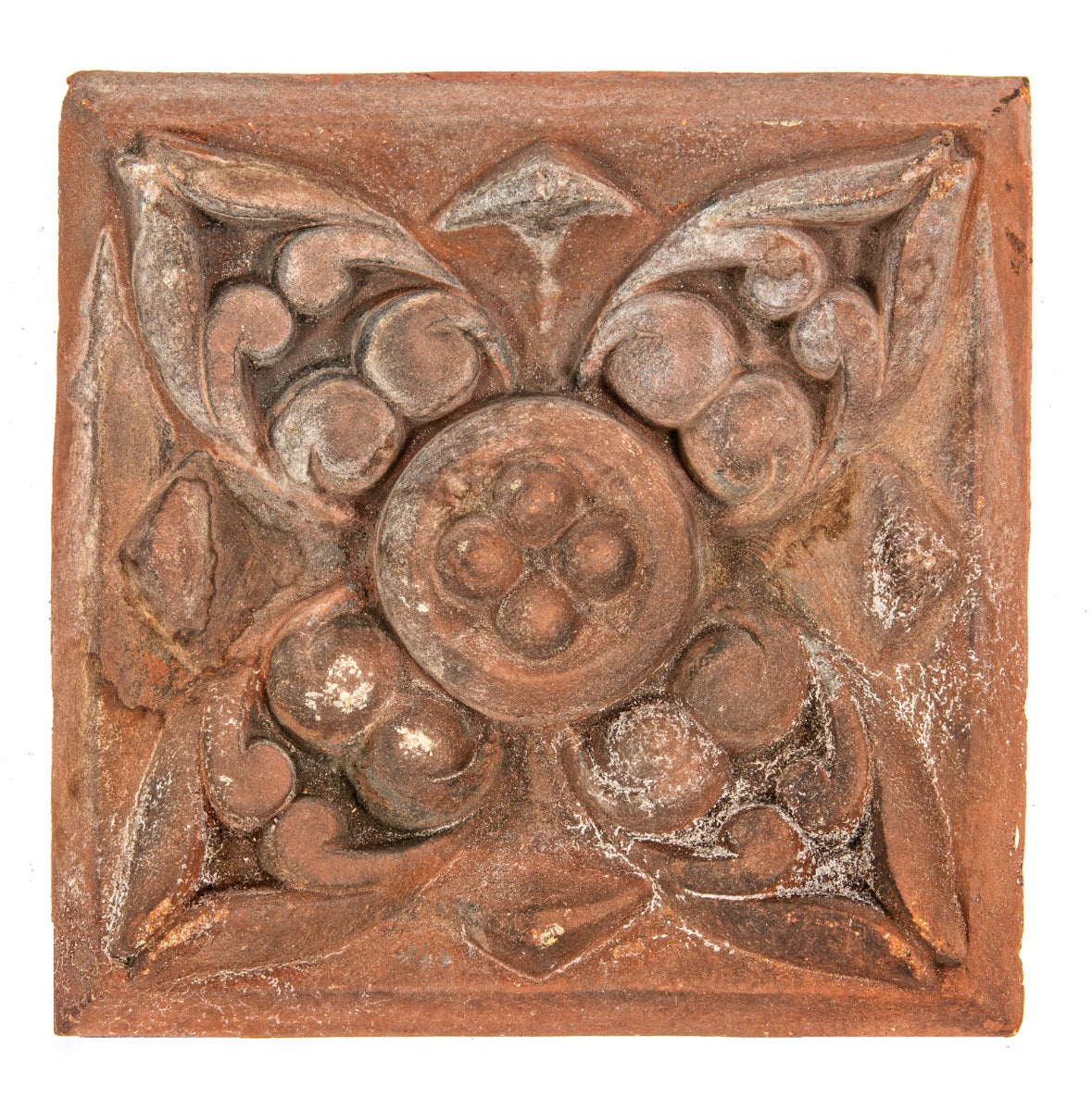 original 1880s diminutive exterior salvaged chicago anderson pressed brick company block with floral motif