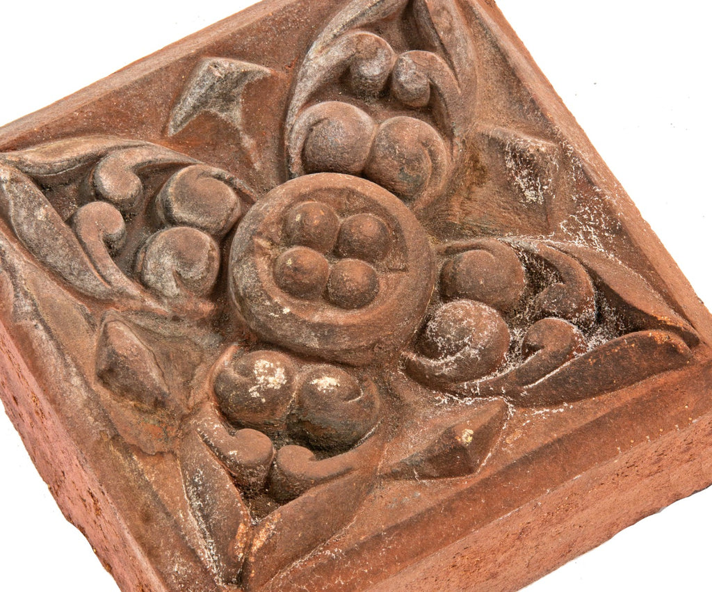 original 1880s diminutive exterior salvaged chicago anderson pressed brick company block with floral motif