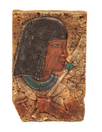 unusual single-sided wall-mount polychromed egyptian revival style cast plaster panel from milwaukee movie theater