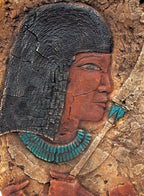 unusual single-sided wall-mount polychromed egyptian revival style cast plaster panel from milwaukee movie theater