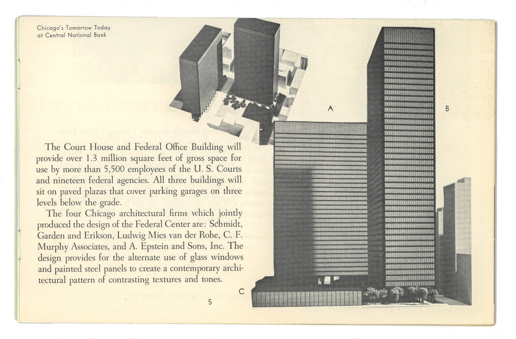 "skyline '70" staplebound booklet presented by central national bank in chicago