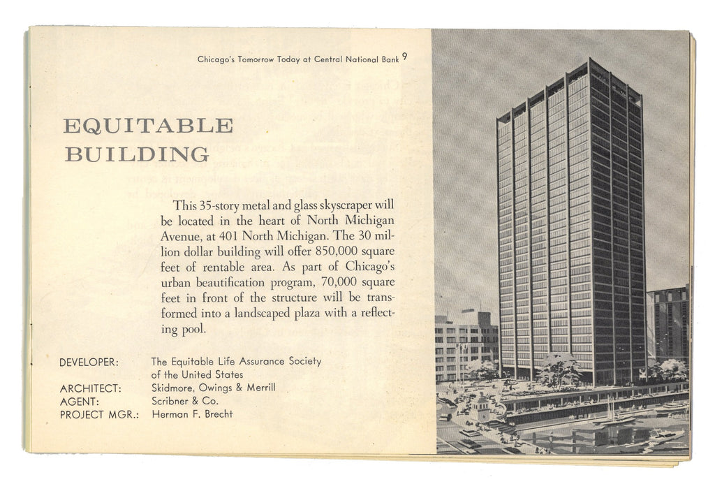 "skyline '70" staplebound booklet presented by central national bank in chicago