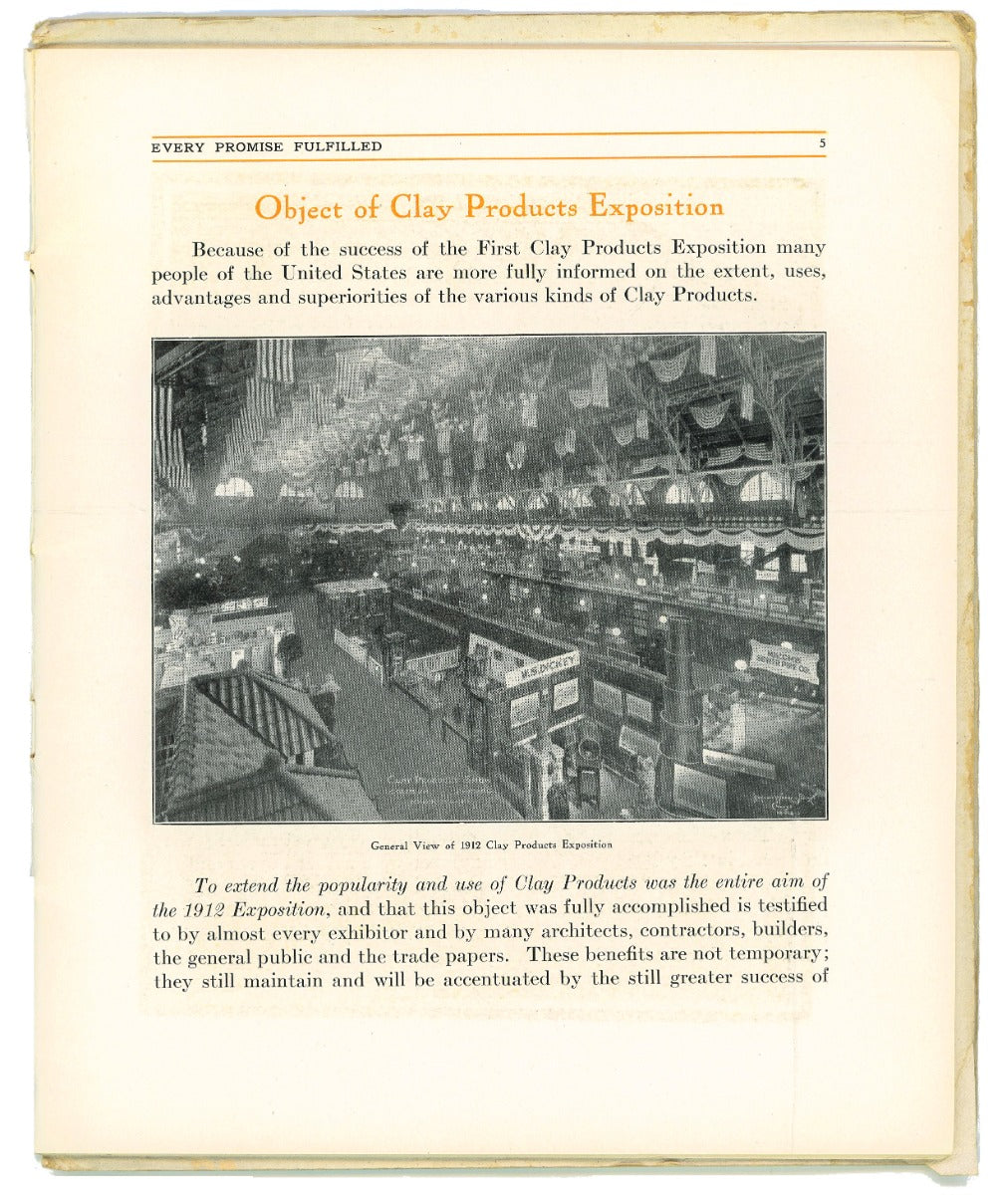original illustrated product catalog for the clay products exposition, held at the chicago coliseum (1900-1982, frost and granger, architects) from february 26th to march 8, 1913