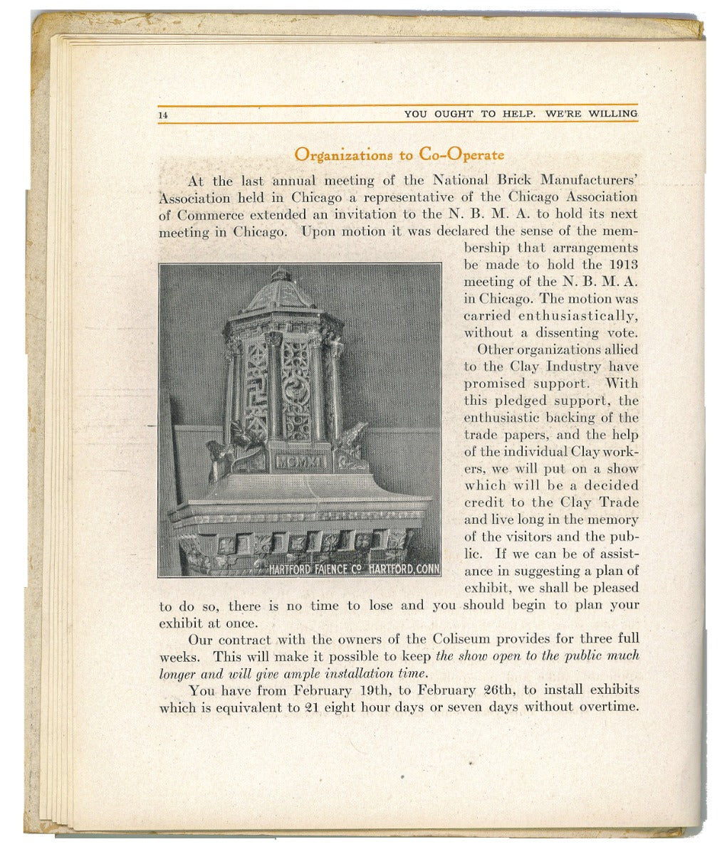 original illustrated product catalog for the clay products exposition, held at the chicago coliseum (1900-1982, frost and granger, architects) from february 26th to march 8, 1913