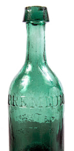 hard to find mid-nineteenth century vibrant green glass soda bottle fabricated for new york bottler thomas newton