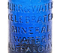 late 1840's richly colored cobalt blue glass burr & water "celebrated mineral waters" iron pontiled soda bottle discovered near chicago's wolf point
