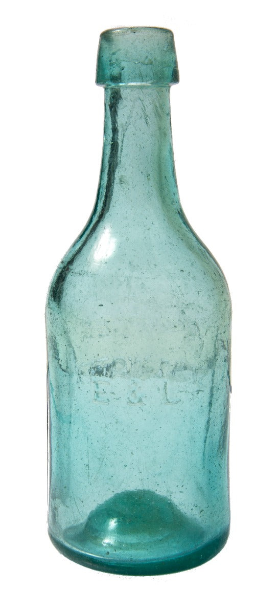 rare early 1850s aqua-colored joeseph entwistle & george lomax soda or mineral water dug bottle