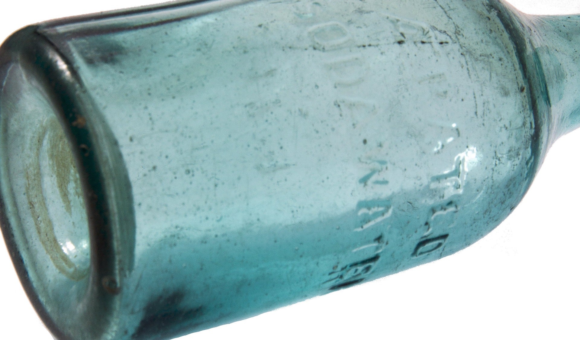 rare early 1850s aqua-colored joeseph entwistle & george lomax soda or mineral water dug bottle