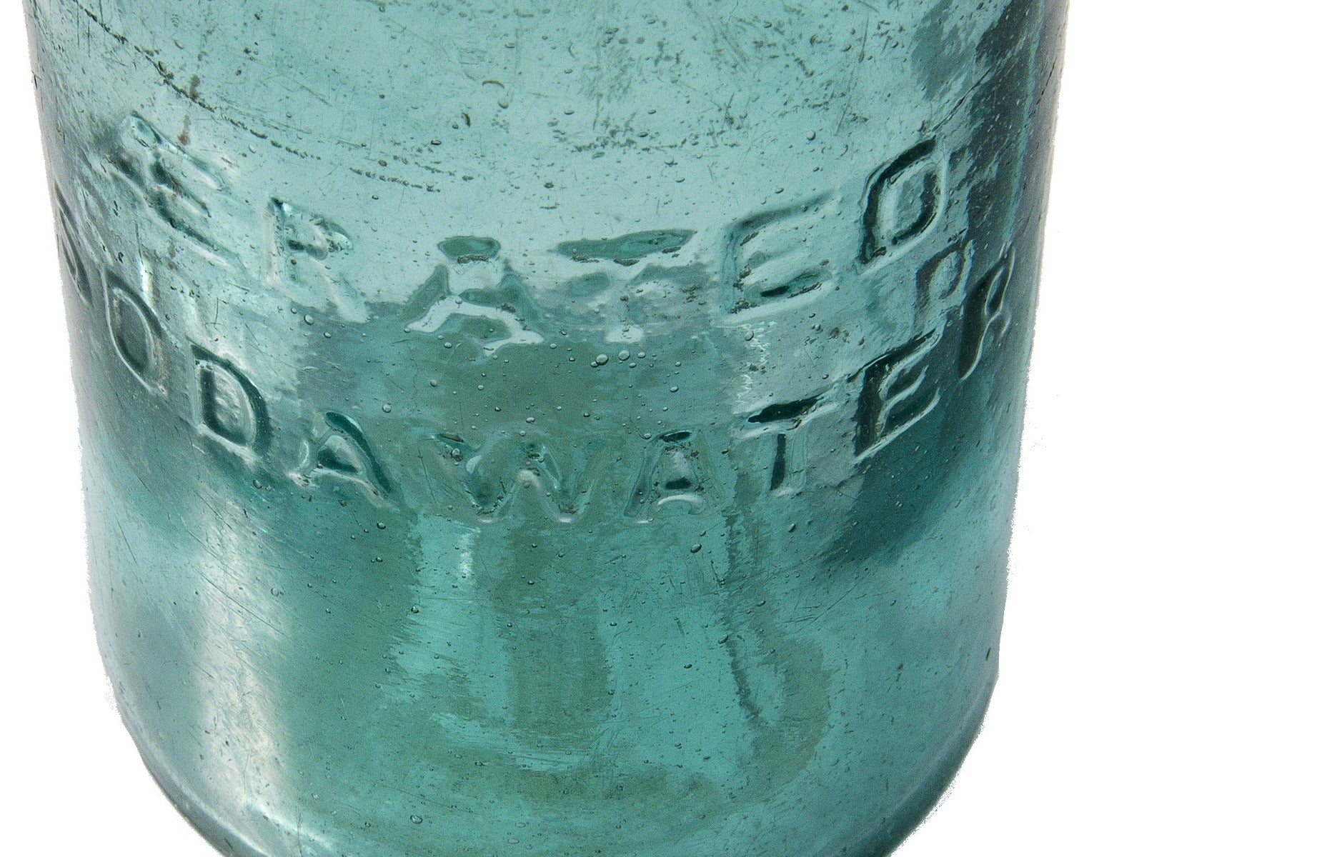 rare early 1850s aqua-colored joeseph entwistle & george lomax soda or mineral water dug bottle