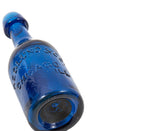 1850's richly colored sapphire blue glass iron pontiled soda bottle with appealing crudity fabricated for chicago bottlers hedlund & co.