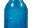 rare american early 1850's cobalt blue iron-pontiled chicago blobtop e.k. bebbington "aerated sodawater" glass bottle