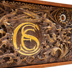 original louis h. sullivan-designed monogrammed polychromed plaster panel salvaged from 1894 chicago stock exchange trading room in 1972