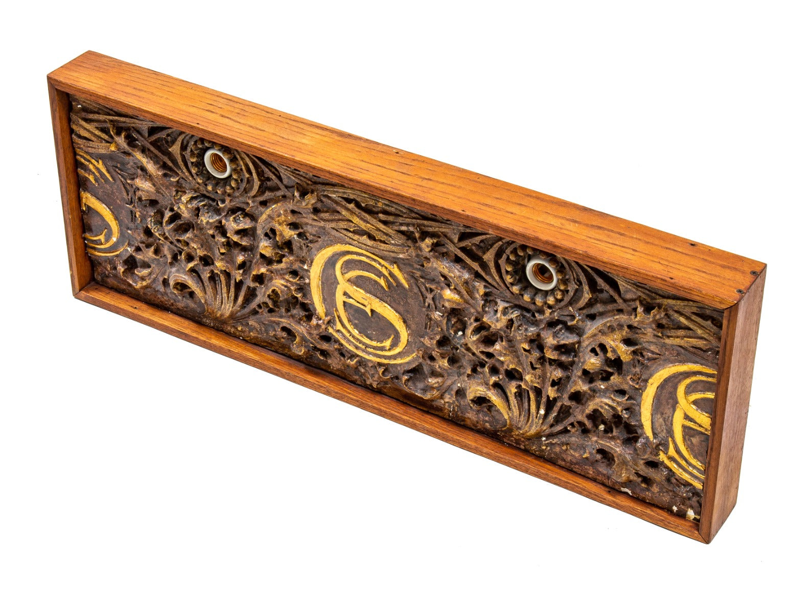 original louis h. sullivan-designed monogrammed polychromed plaster panel salvaged from 1894 chicago stock exchange trading room in 1972