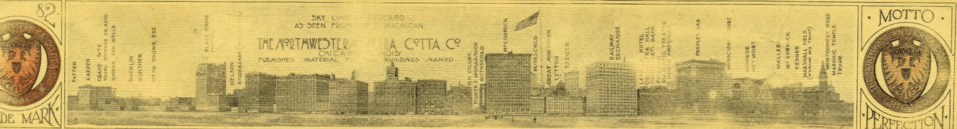 seldom found original northwestern terra cotta company advertising ruler with chicago skyline