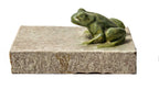 unusual early 20th century american terra cotta company "salesman sample" block with diminutive green glazed frog