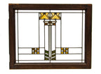 exceptional early 20th century salvaged chicago prairie school style leaded art glass residential window in the manner of george maher