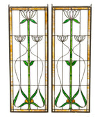 matching set of remarkable early 20th century salvaged chicago art nouveau style leaded glass windows