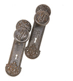 matching set of historically important 1896 d.h. burnham and company mabley or majestic building office door hardware