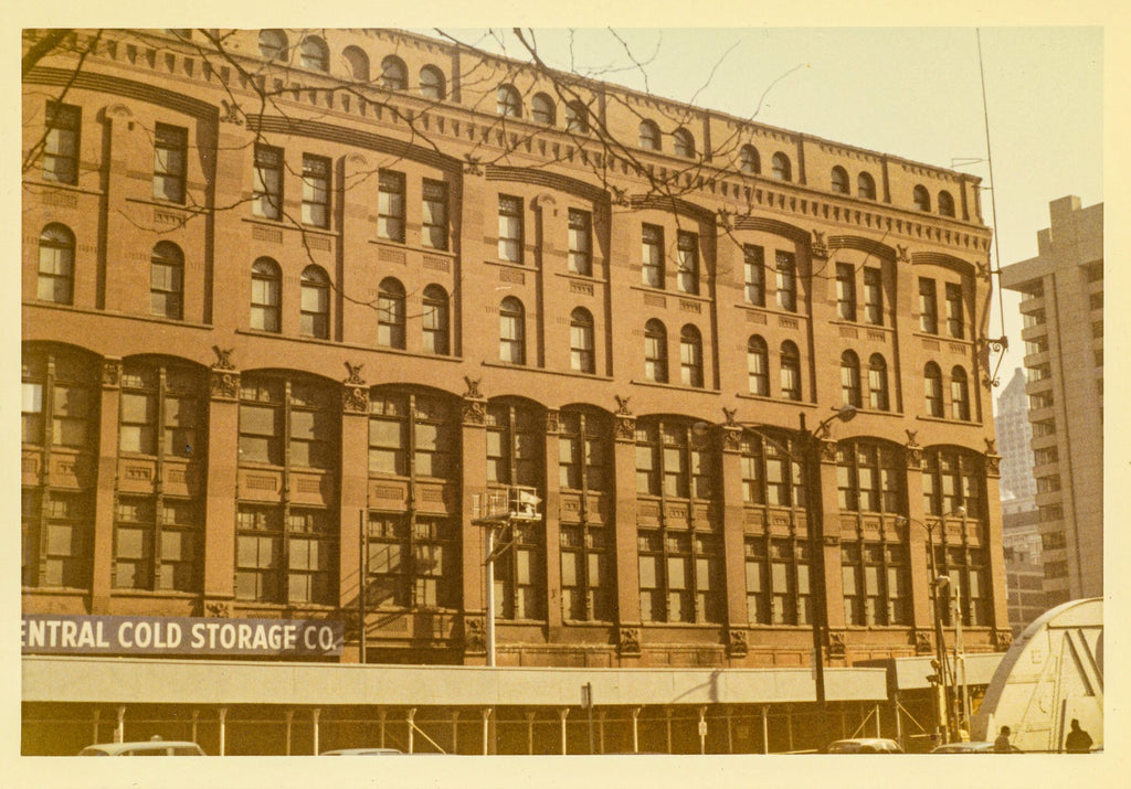 group of photographic images of  george h. edbrooke's 9-story hiram sibley warehouse (later known as the central cold storage company)
