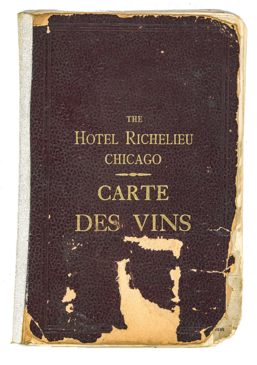 rare 19th century hotel richelieu wine list with several halftones of the hotel's interior and general information on its history