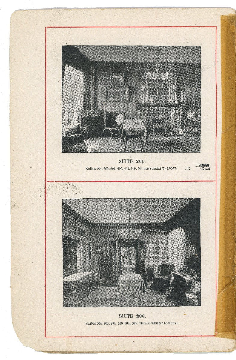 rare 19th century hotel richelieu wine list with several halftones of the hotel's interior and general information on its history