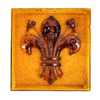 rare richly colored 1890s mosaic glass company pressed glass fleur-de-lis pressed glass window tile by jonathan haley