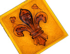 rare richly colored 1890s mosaic glass company pressed glass fleur-de-lis pressed glass window tile by jonathan haley