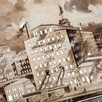 exceptionally rare late 19th or early 20th century architectural rendering of the washburn-crosby "gold medal flour" milling complex