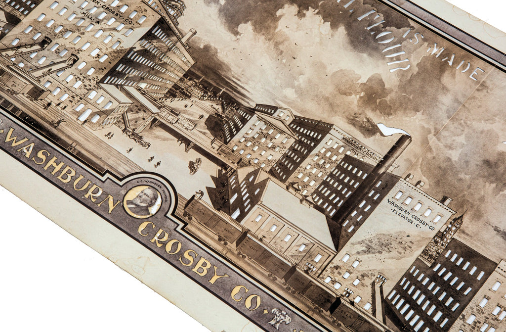 exceptionally rare late 19th or early 20th century architectural rendering of the washburn-crosby "gold medal flour" milling complex
