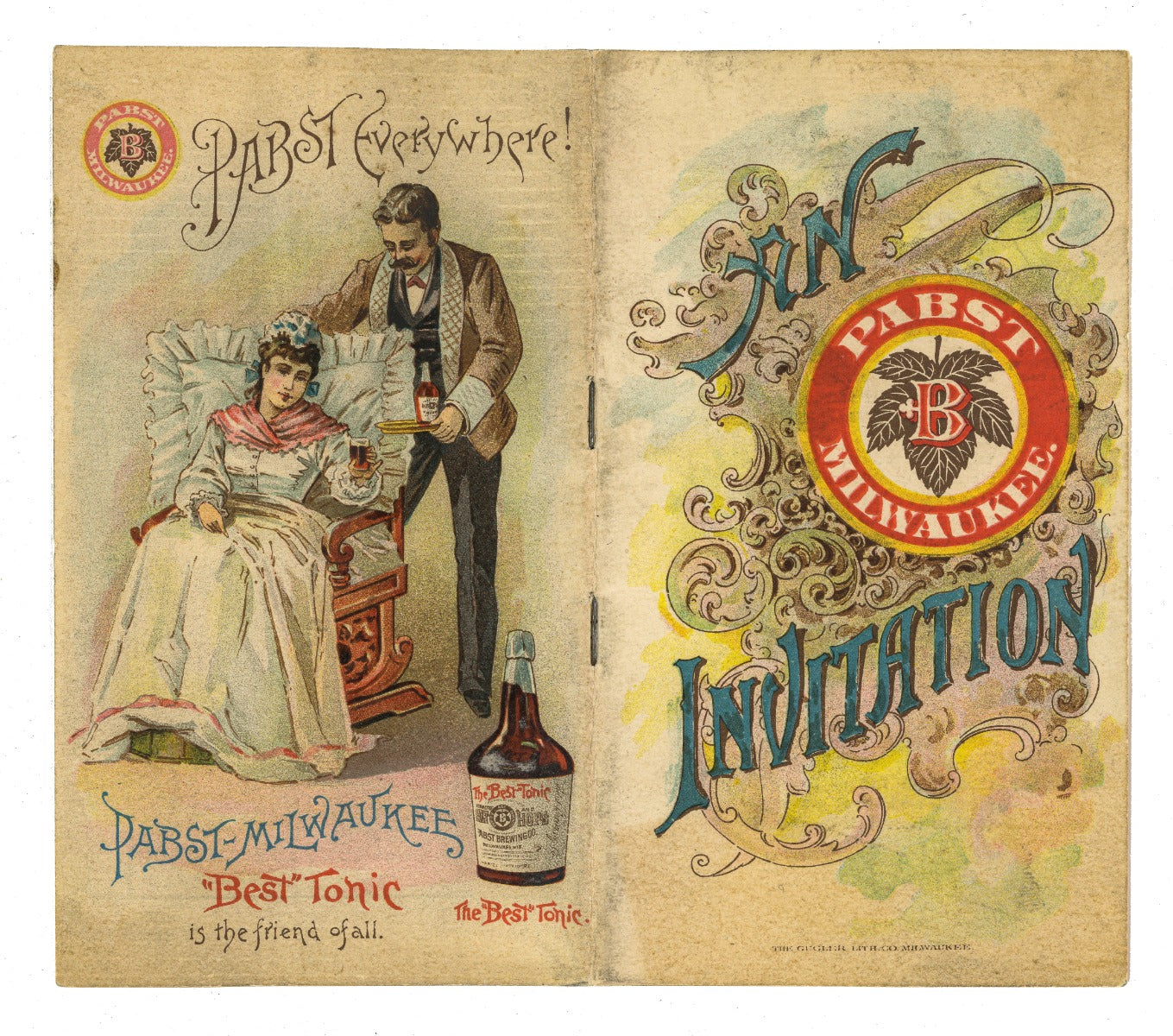 richly colored original and rare pabst brewing company pamphlet handed out to fairgoers visiting the pabst pavilion at the world's columbian exposition of 1893