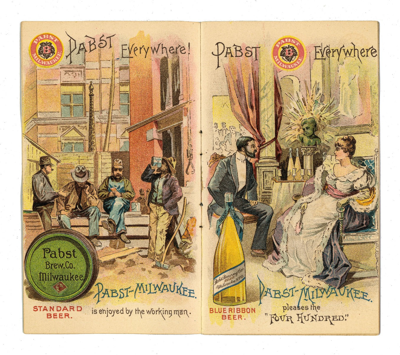 richly colored original and rare pabst brewing company pamphlet handed out to fairgoers visiting the pabst pavilion at the world's columbian exposition of 1893