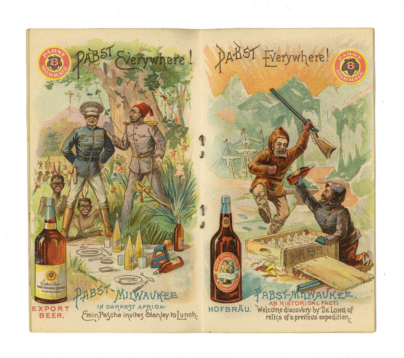 richly colored original and rare pabst brewing company pamphlet handed out to fairgoers visiting the pabst pavilion at the world's columbian exposition of 1893