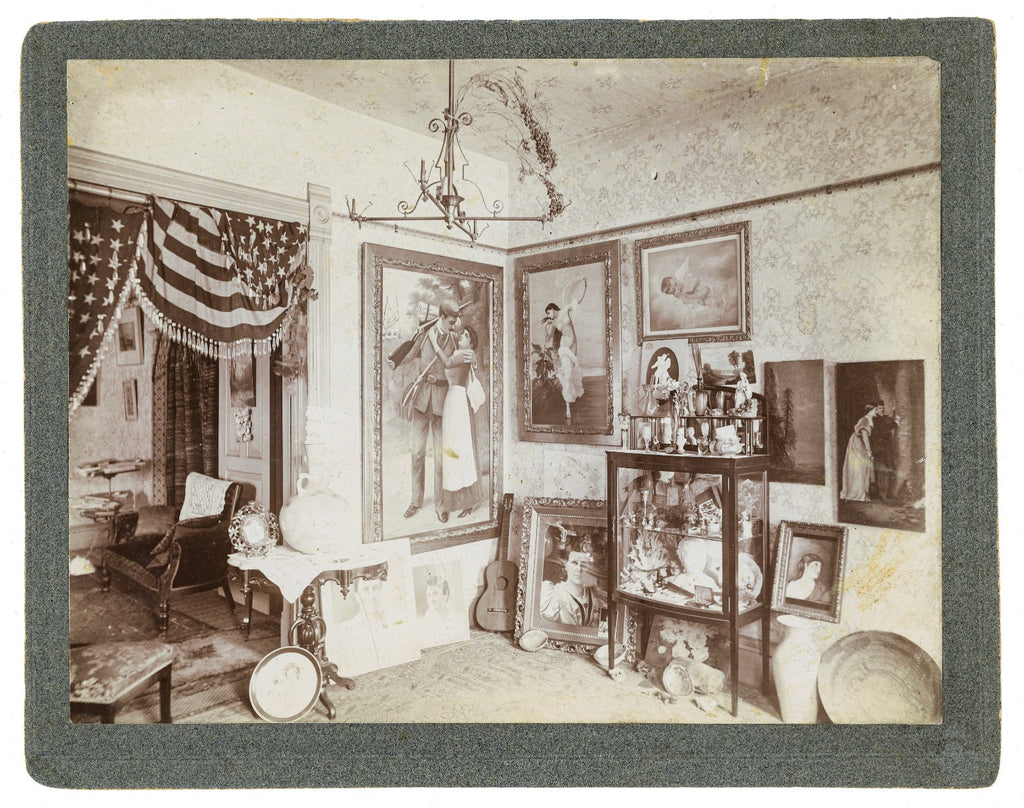group of original late 19th and early 20th century photographic images of american residential victorian interiors