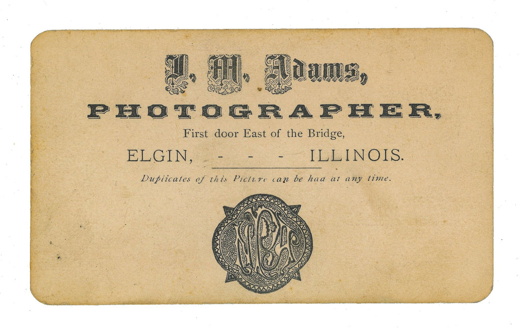 collection of original 1870s-1880s photographic images (including self-portrait cabinet card) of elgin photographer john manley adams