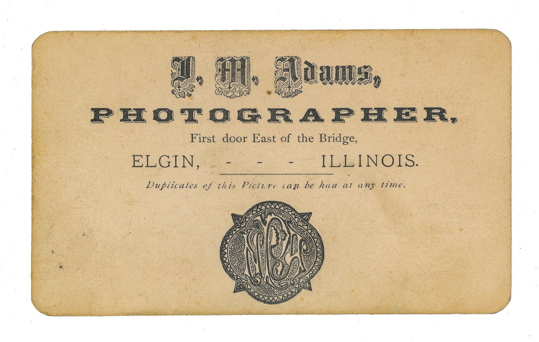 collection of original 1870s-1880s photographic images (including self-portrait cabinet card) of elgin photographer john manley adams