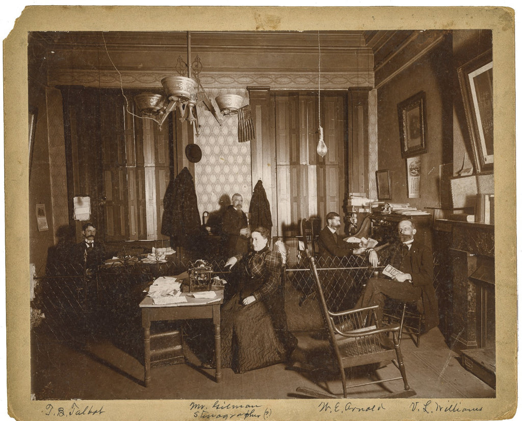 original late 19th and early 20th century antique american photographic prints of interior offices, saloons, and restaurants