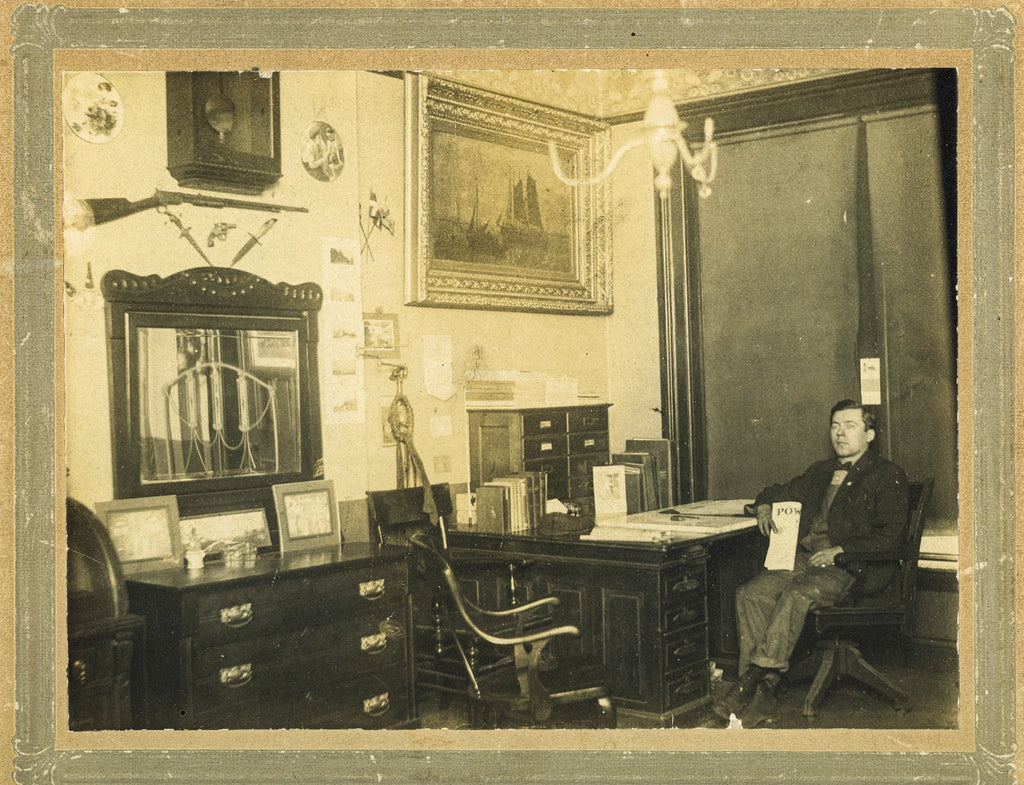 original late 19th and early 20th century antique american photographic prints of interior offices, saloons, and restaurants
