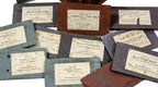 rare 19th century original and intact mathews slate company wood-boxed salesman sample with labeled slate tiles