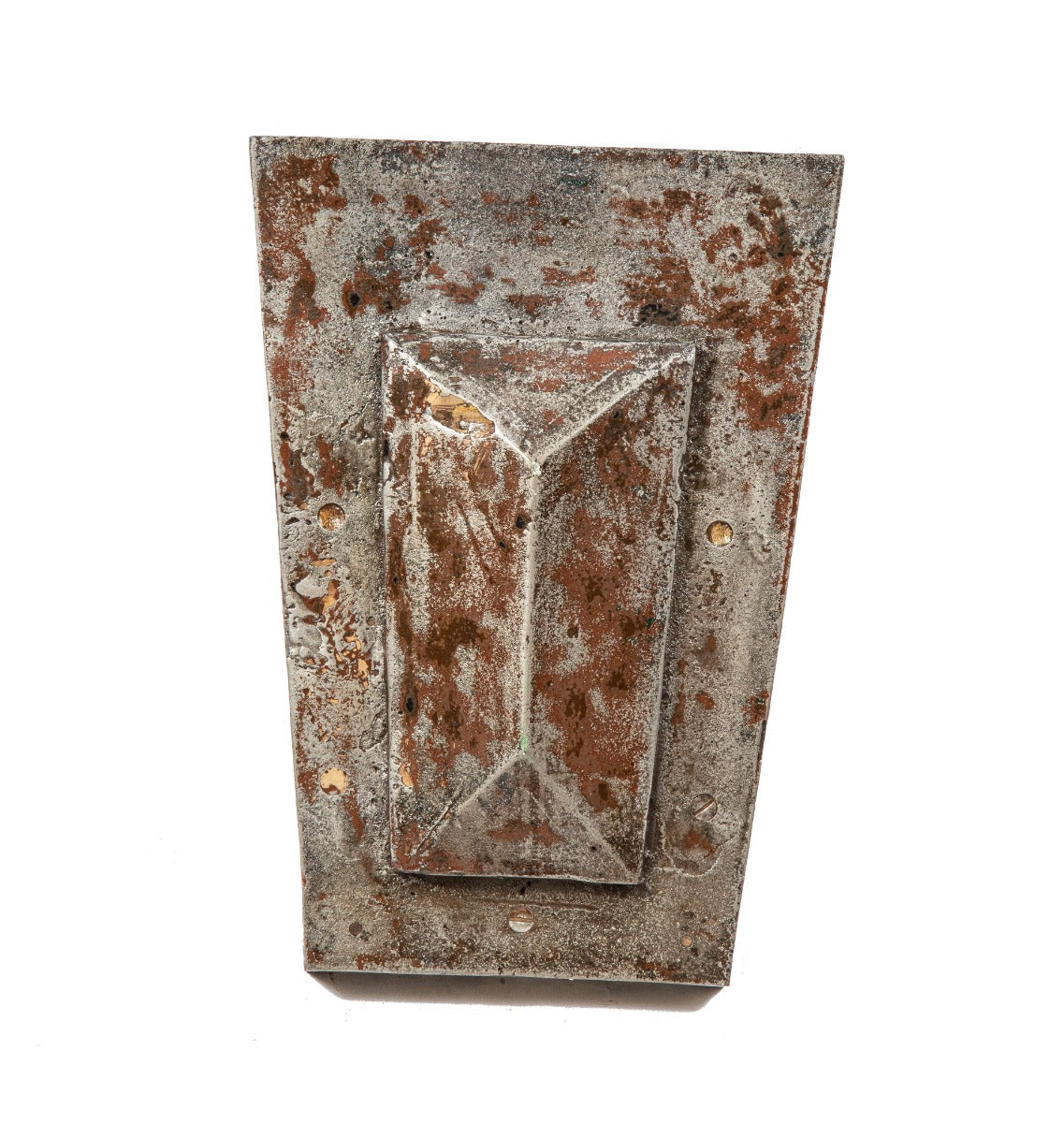 original overiszed early 1870s faceted cast iron keystone salvaged from theodore karl's post-fire conrad seipp building
