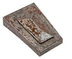 original overiszed early 1870s faceted cast iron keystone salvaged from theodore karl's post-fire conrad seipp building
