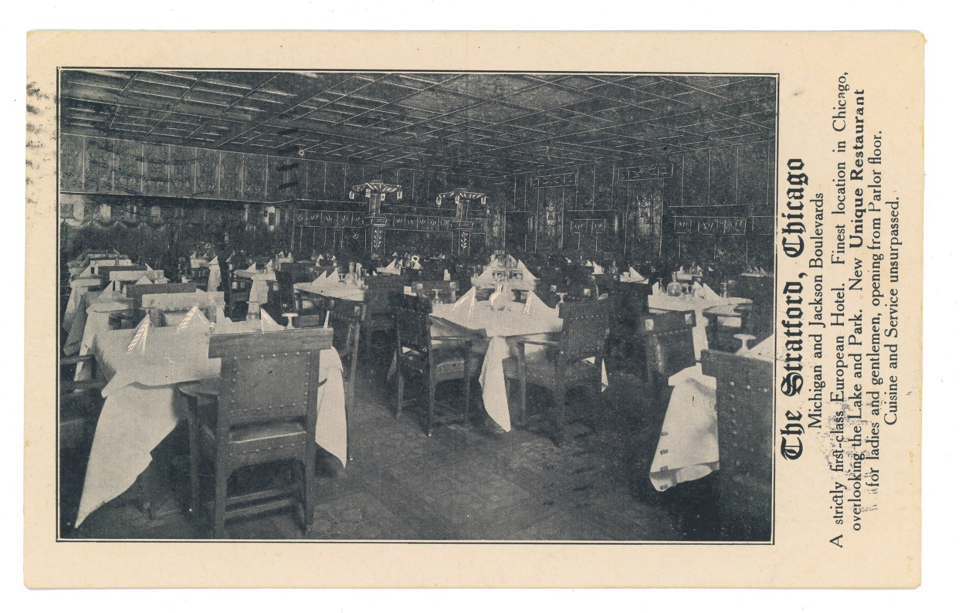 group of three original early 20th century chicago stratford hotel real photo postcards